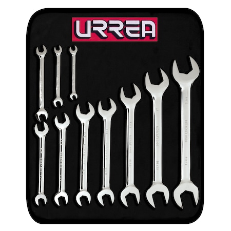 Urrea Full polished Open-end Wrench Set (10 pieces), inches 3000H